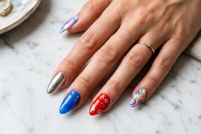 glitchy glam nails 2026