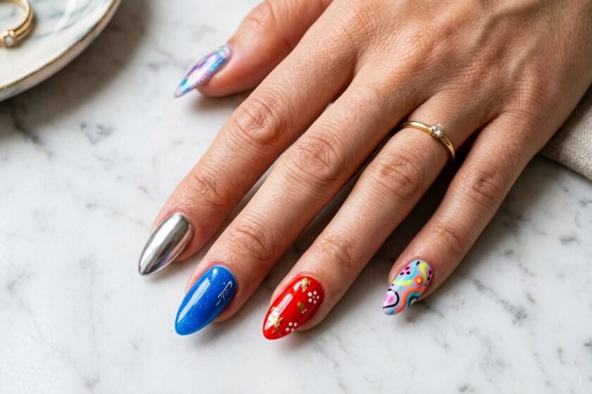 glitchy glam nails 2026