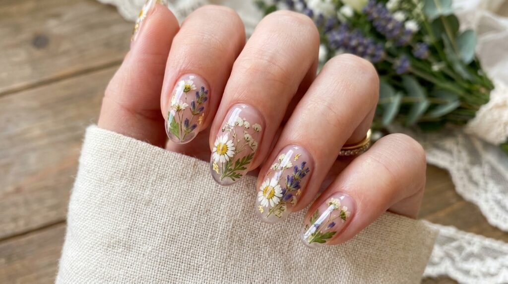 Pressed Flower Nails