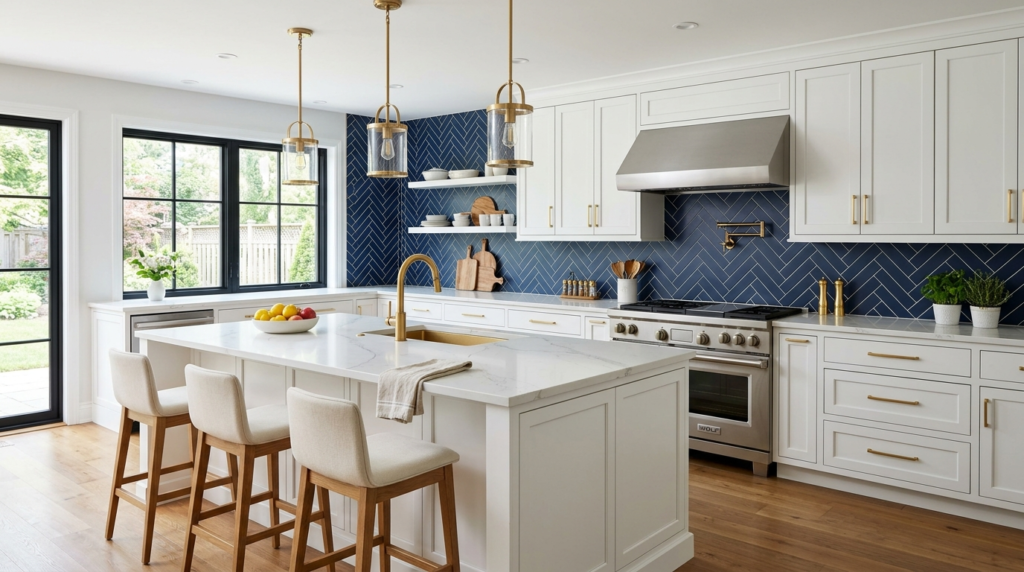 Stunning White Kitchen Cabinets Blue Backsplash Ideas for a Dream Kitchen in 2026