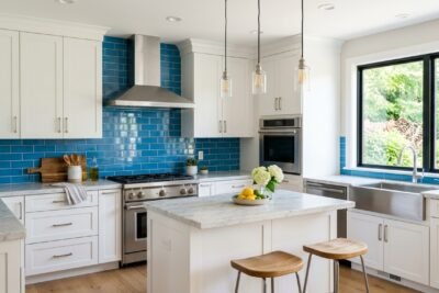 Stunning White Kitchen Cabinets Blue Backsplash Ideas for a Dream Kitchen in 2026