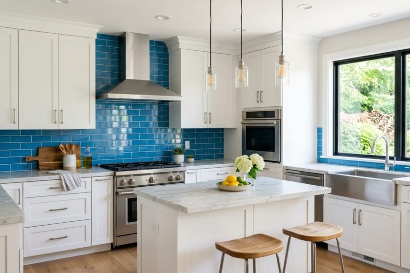 Stunning White Kitchen Cabinets Blue Backsplash Ideas for a Dream Kitchen in 2026