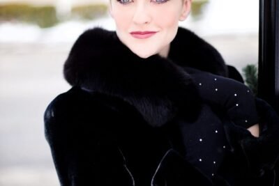 Woman With Very Short Blonde Pixie Cut In Winter Coat