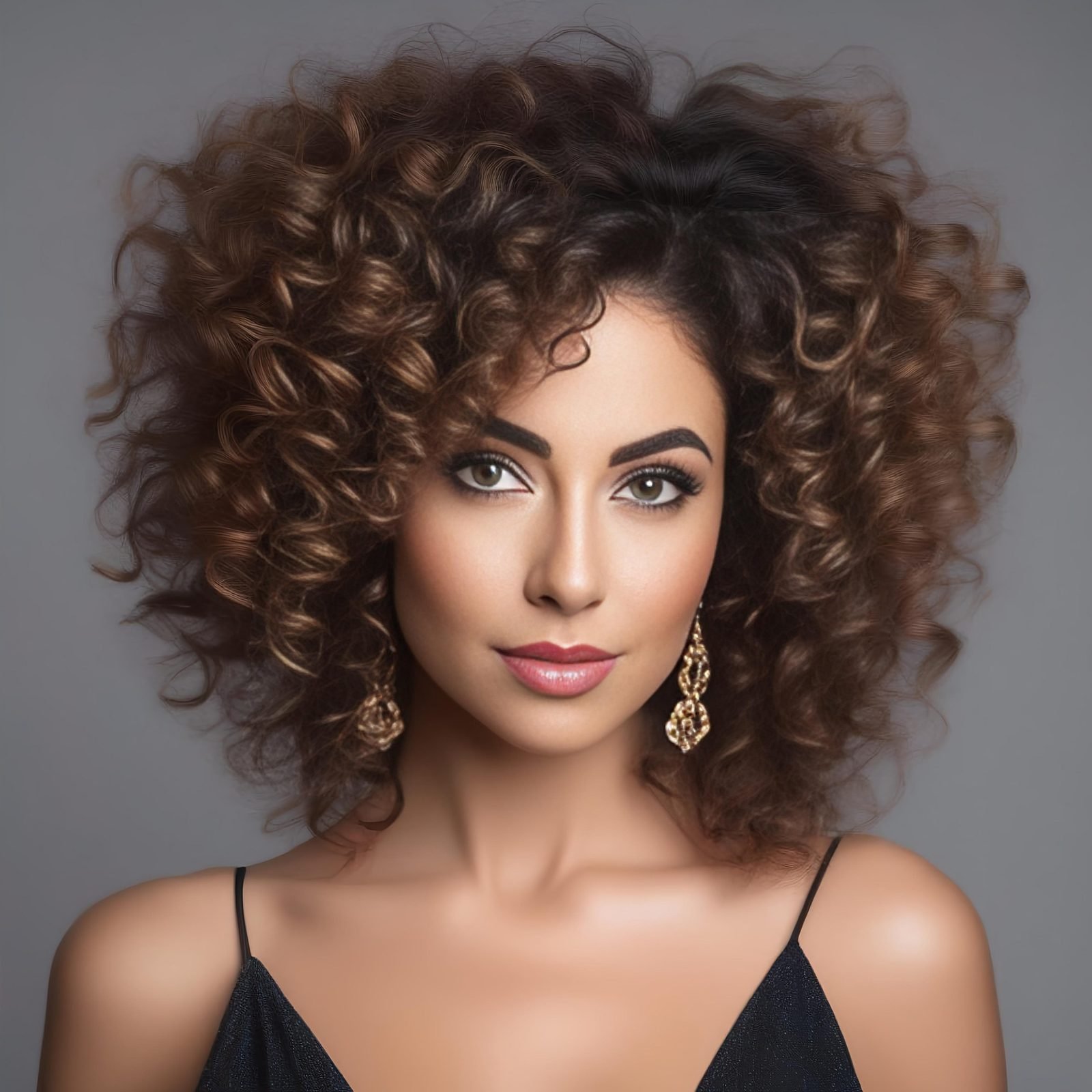 Woman with natural curly hair in a relaxed portrait
