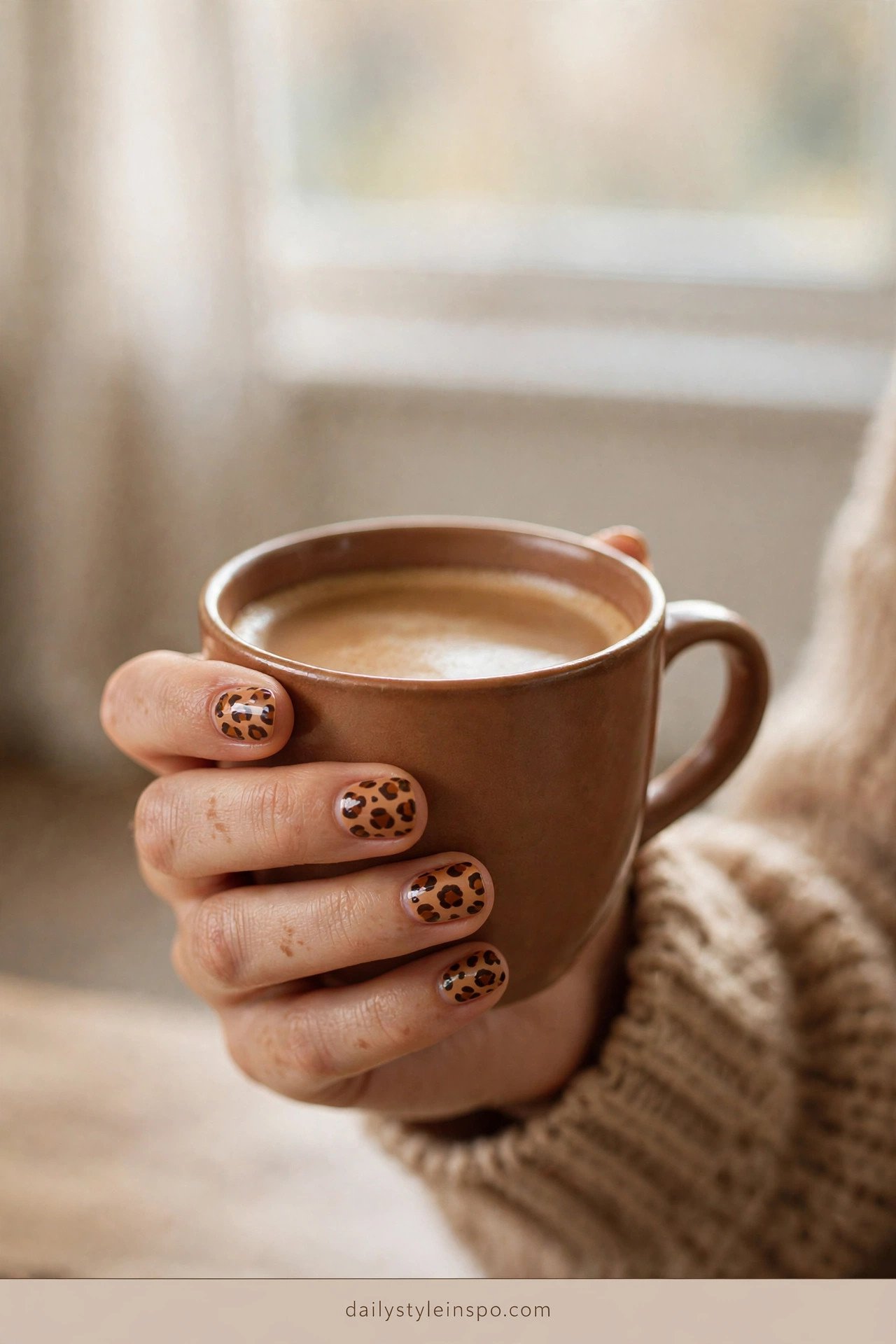 Leopard print nails on short nails for fall 2026