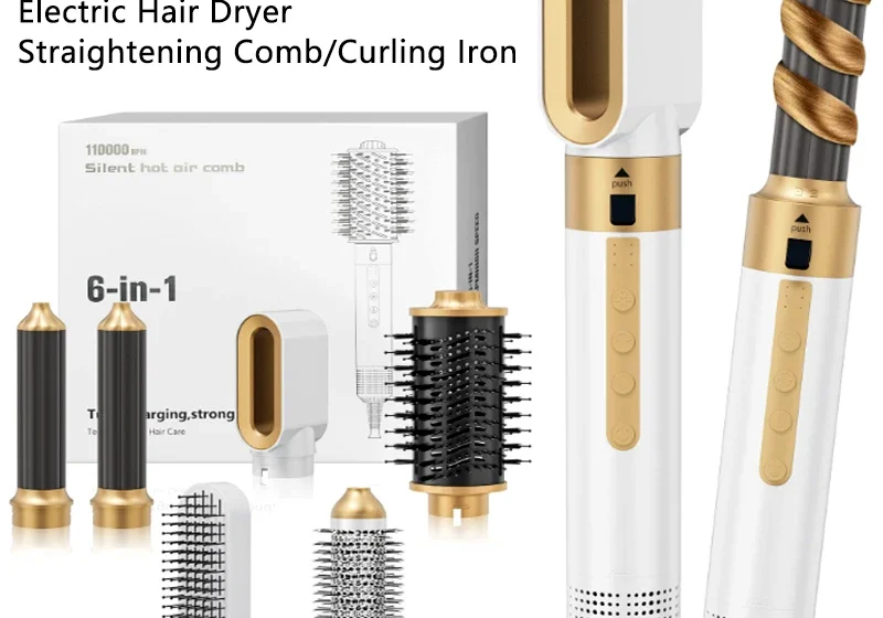 6-in-1 high speed hair styler set with curling attachments - viral beauty tool