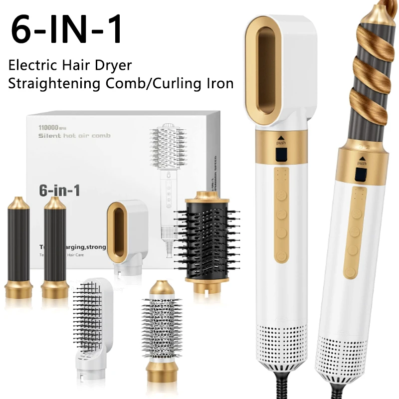 6-in-1 high speed hair styler set with curling attachments - viral beauty tool